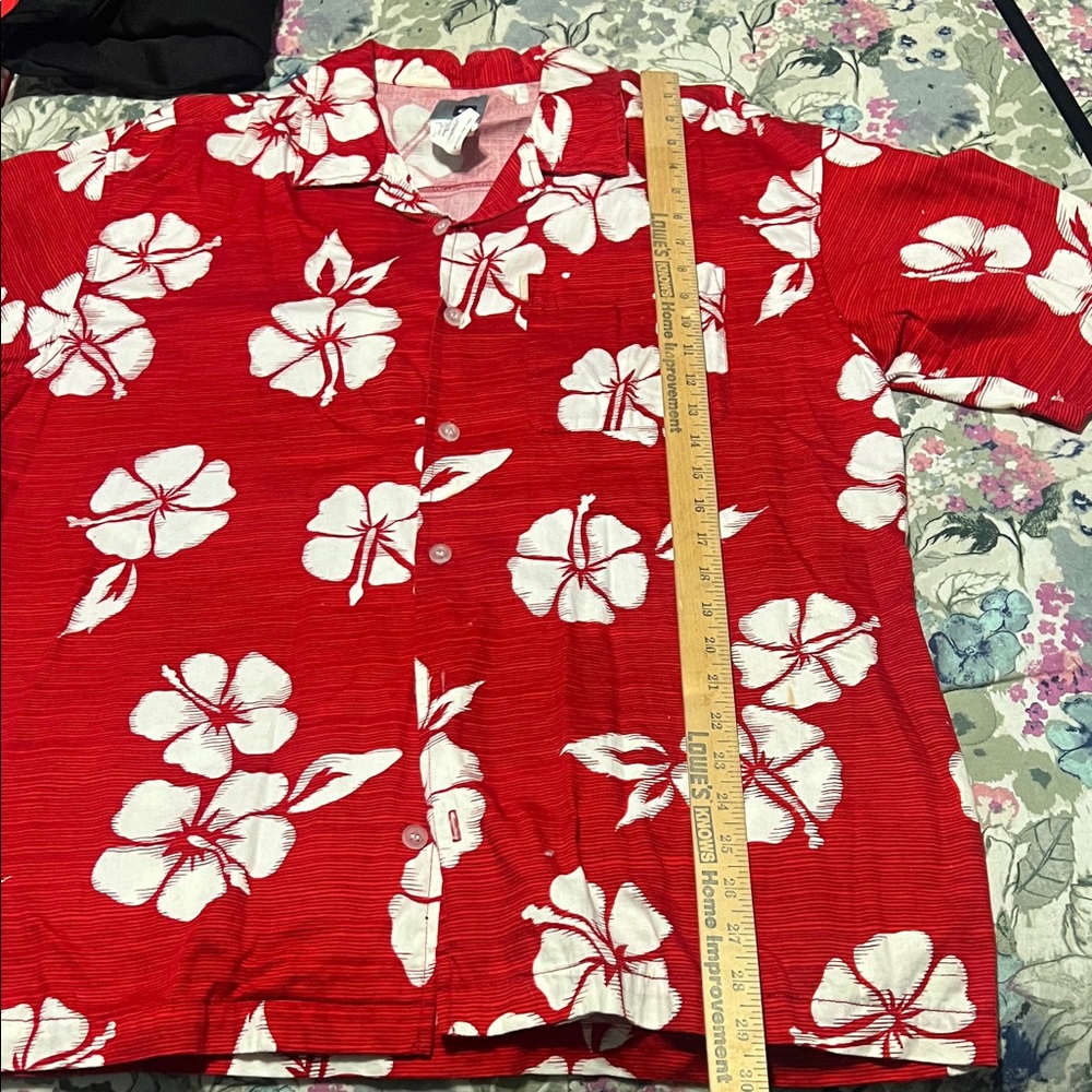 Quicksilver Red Hawaiian Floral Button-Up Shirt - Picture 4 of 4